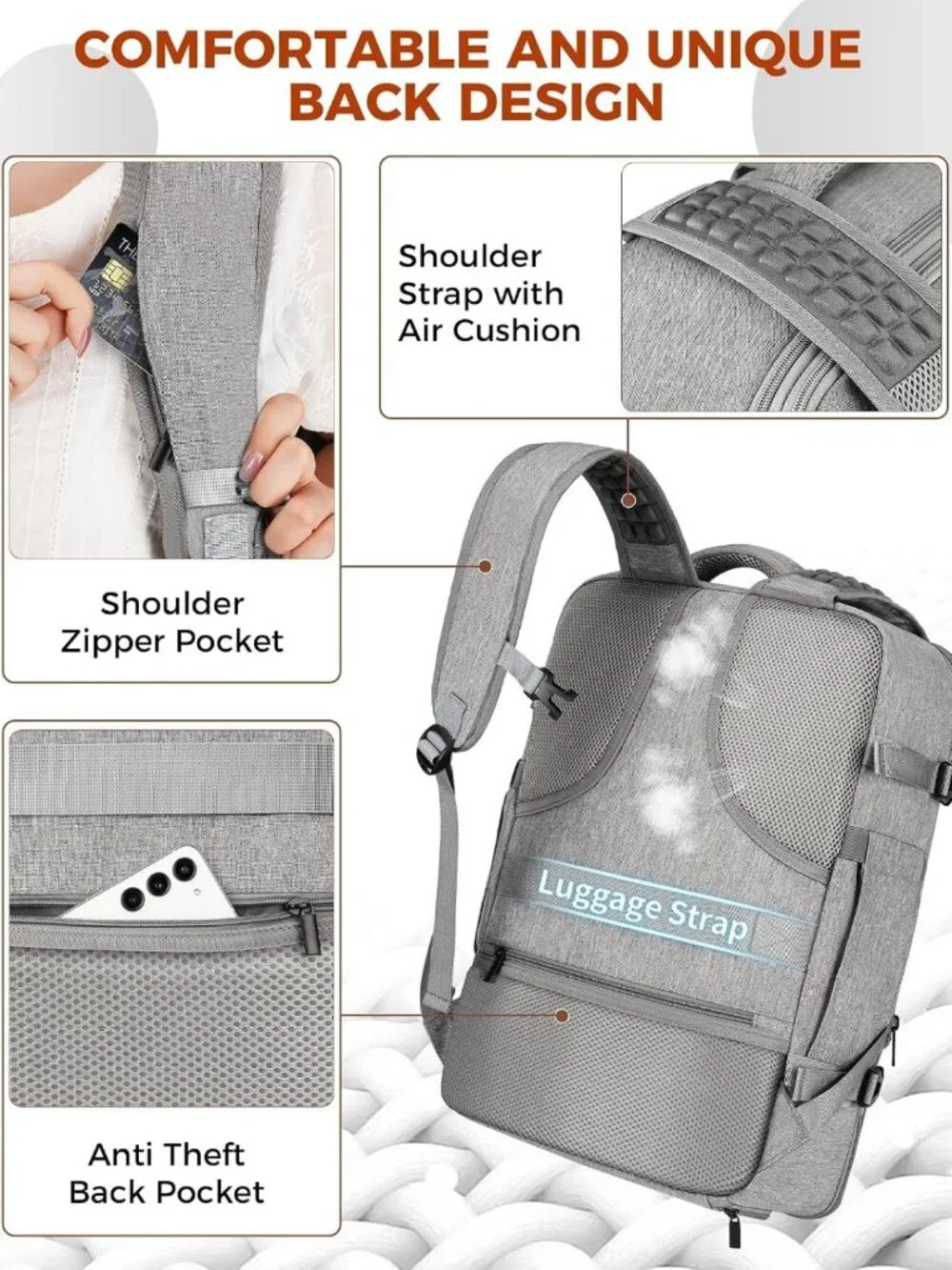 Expandable 40L Travel Backpack with Packing Cubes, Laptop Compartment & Shoe